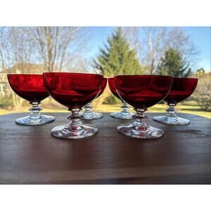 Ruby Morgantown Radiant Ruby 6 oz Low Sherbet 3½" ~set Of 6